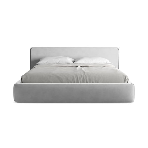 Šedá čalouněná dvoulůžková postel s úložným prostorem s roštem 180x200 cm Kiana – Makamii-image-4