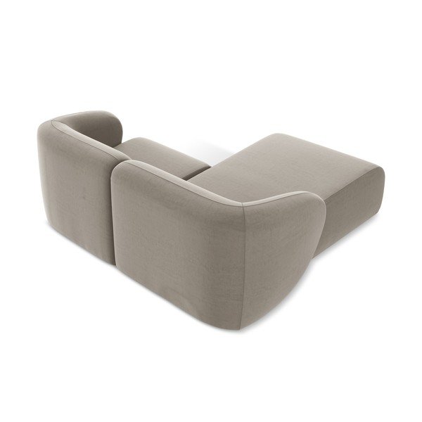 Světle hnědá sametová rohová pohovka (levý roh/s lenoškou) Lani – Makamii-image-3