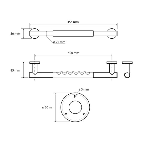 Nástěnné madlo do koupelny z nerezové oceli 45,5 cm – Sapho-image-1