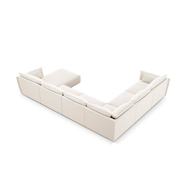 Béžová sametová rohová pohovka (levý roh/do "U") Vanda – Mazzini Sofas-image-3