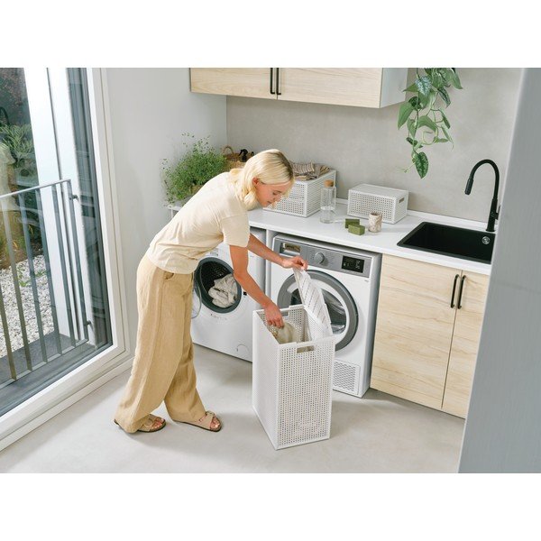 Krémový úložný box s víkem z recyklovaného plastu 28x28x28 cm Kaya Cube – Curver-image-2