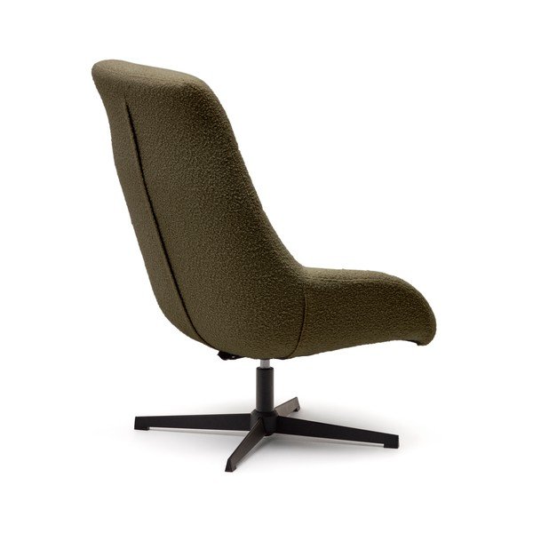 Tmavě zelené křeslo z textilie bouclé Celida – Kave Home-image-2