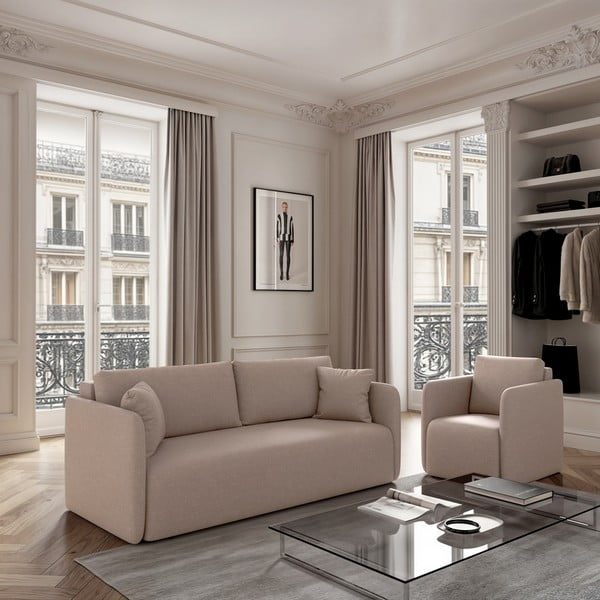 Béžová rozkládací pohovka 220 cm Chaum – Rodier-image-1