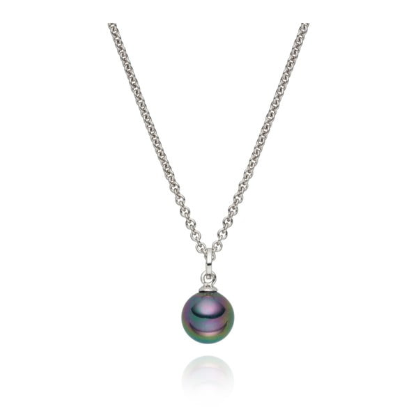 Antracitový náhrdelník s perlovým přívěskem Pearls Of London Nova Pearls Kirké