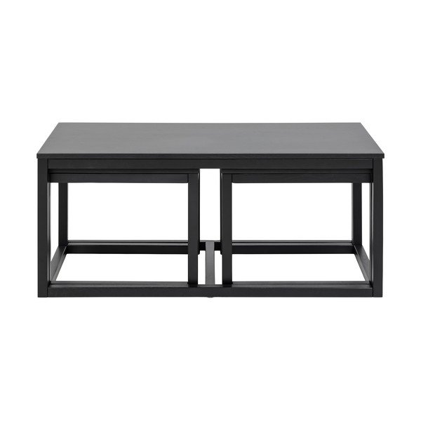 Černé konferenční stolky s deskou v dubovém dekoru v sadě 3 ks 60x120 cm Cornus – Actona-image-3