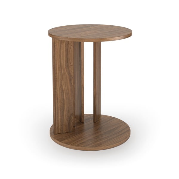 Kulatý konferenční stolek s deskou v dekoru ořechového dřeva ø 50 cm Nora - TemaHome-image-2