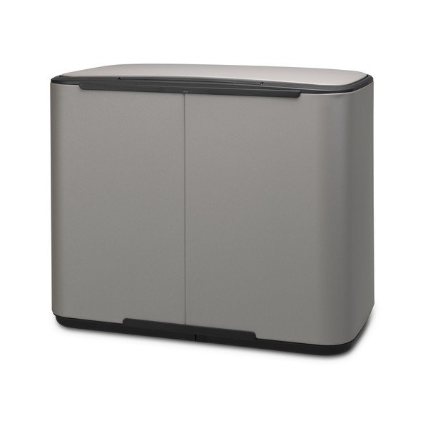 Světle šedý nášlapný ocelový odpadkový koš na tříděný odpad 11+23 l Bo – Brabantia-image-3