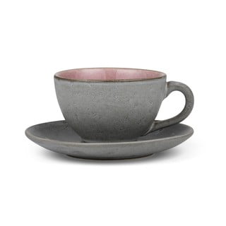 Růžovo-šedý šálek na cappuccino z kameniny 220 ml Mensa - Bitz