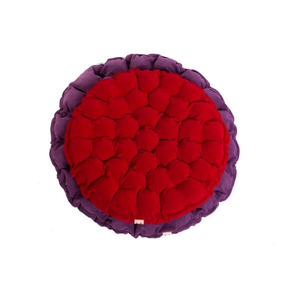 Tmavě červený sedací polštářek s masážními míčky Linda Vrňáková Bloom, Ø 65 cm-image-3