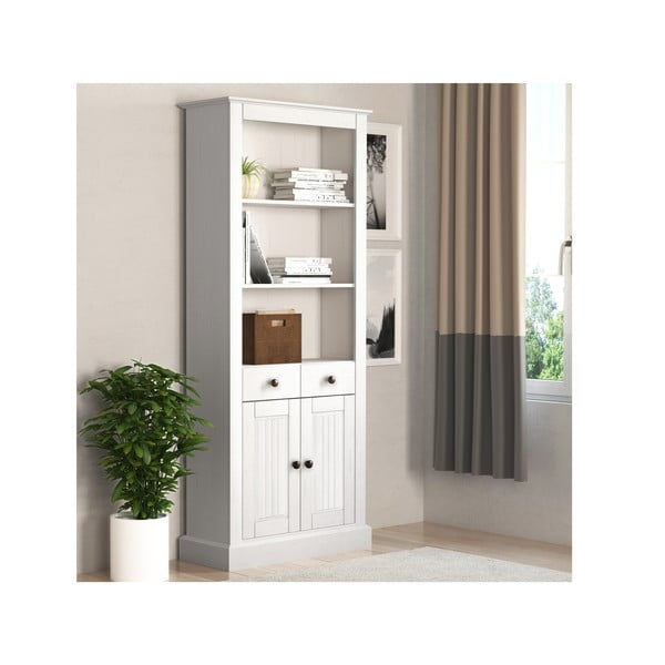 Bílá knihovna z borovicového dřeva 181x31 cm Mille – Støraa-image-1