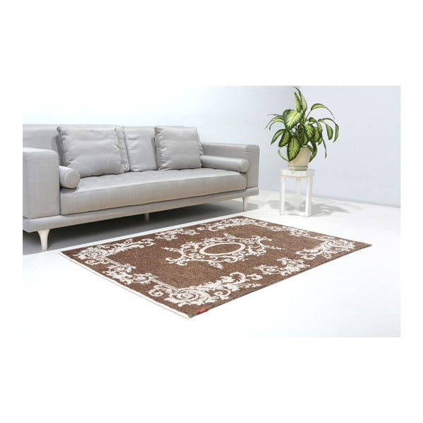 Oboustranný bílo-hnědý koberec Vitaus Ally, 77 x 200 cm-image-2