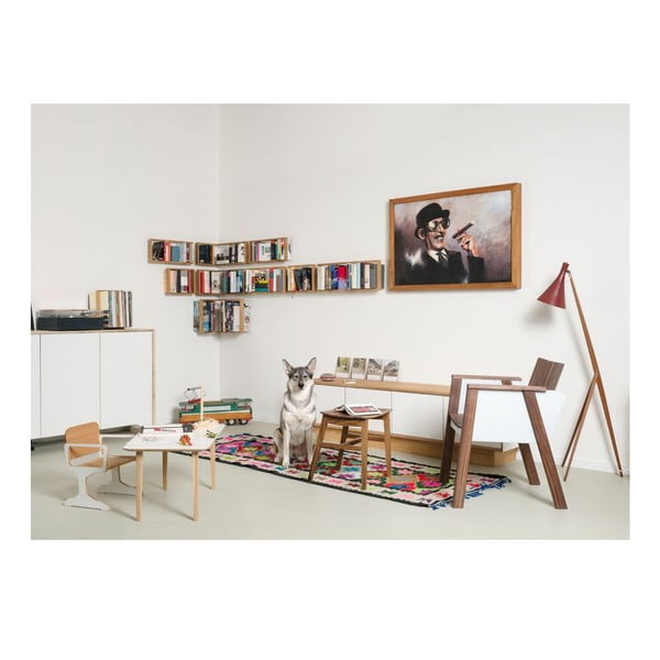 Knižní police z dubového dřeva das kleine b b4, výška 25 cm-image-4