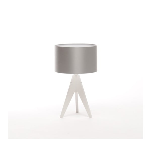 Stříbrná  stolní lampa 4room Artist, bílá bříza lakovaná, Ø 25 cm