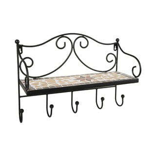 Černý kovový nástěnný věšák s poličkou 42 cm Almeria – Garden Pleasure