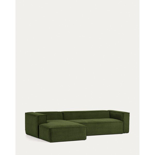 Zelená manšestrová rohová pohovka (levý roh/s lenoškou) Blok – Kave Home-image-2