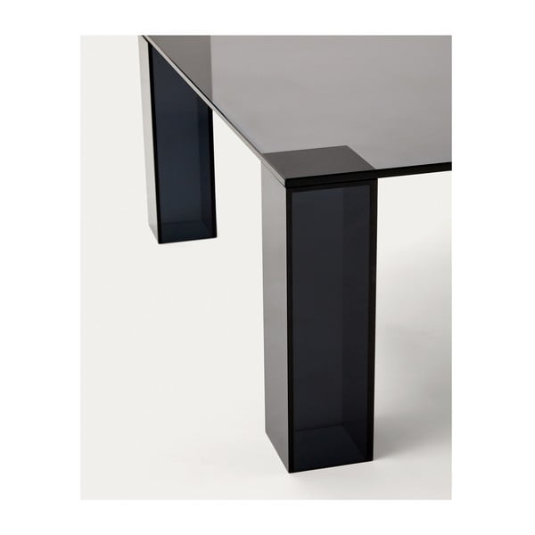 Tmavě šedý skleněný konferenční stolek 85x85 cm Adularia – Kave Home-image-3