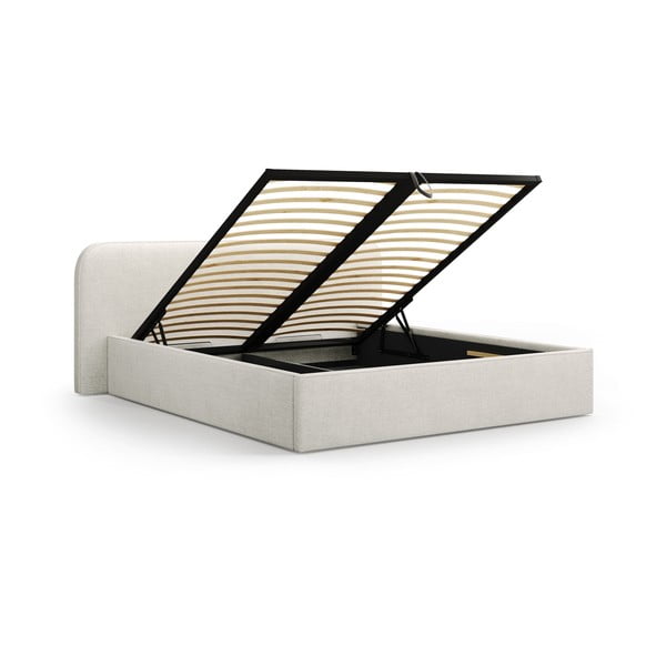 Světle šedá čalouněná dvoulůžková postel s úložným prostorem s roštem 140x200 cm Elizabeth – Micadoni -image-2