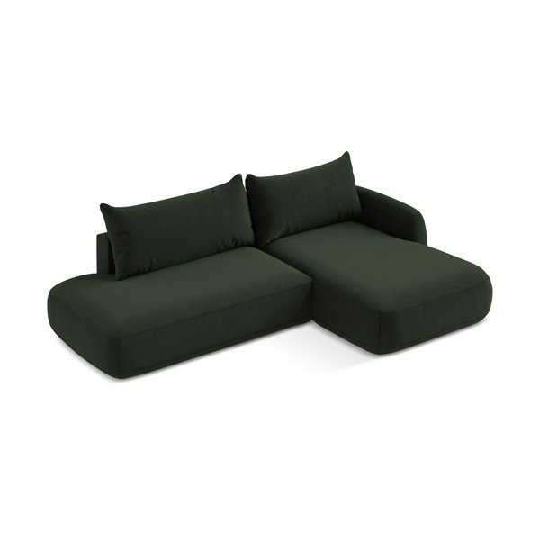 Tmavě zelená rozkládací rohová pohovka (pravý roh/s lenoškou) Hale – Makamii-image-2