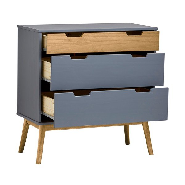 Šedá komoda z masivního borovicového dřeva Marckeric Baku, výška 82 cm-image-4