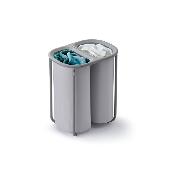 Světle šedý látkový koš na prádlo 2x40 l Duo – Joseph Joseph
