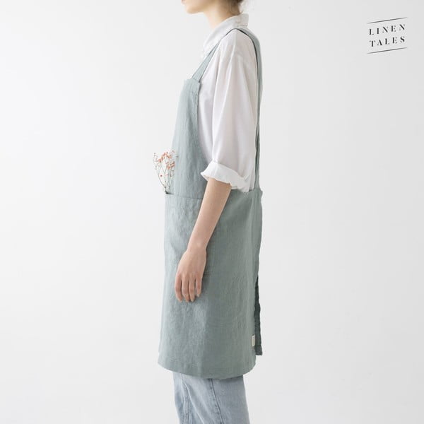 Zelená lněná zástěra Linen Tales Crossback, délka 80 cm-image-2