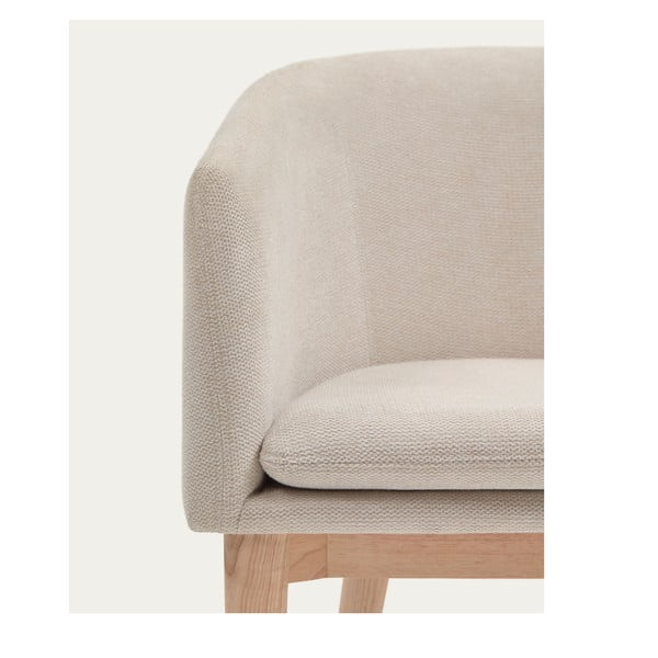 Krémové čalouněné jídelní křeslo s područkami Harlan – Kave Home-image-2