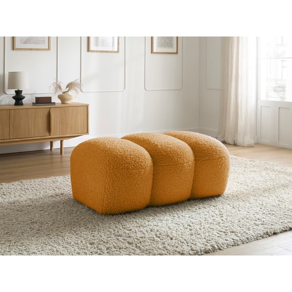 Podnožka z textilie bouclé v hořčicové barvě Hippolyte – Bobochic Paris-image-1