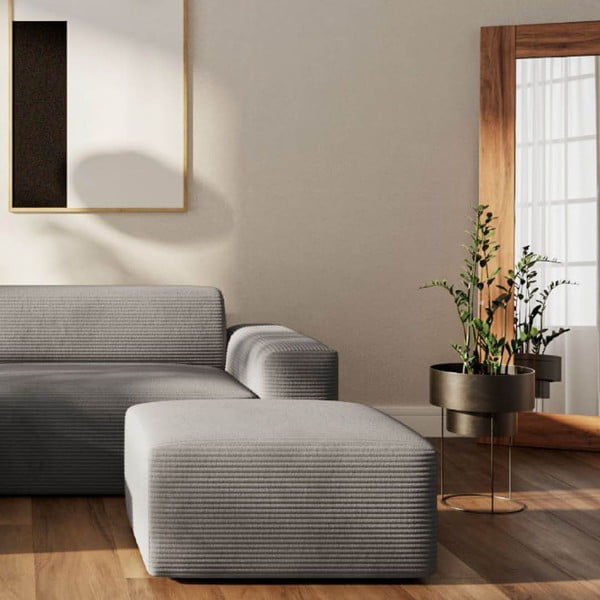 Šedá manšestrová rohová pohovka (levý roh/s lenoškou) Villet – Rodier-image-4