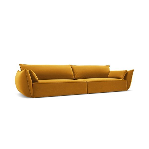 Sametová pohovka v hořčicové barvě 248 cm Vanda – Mazzini Sofas-image-2