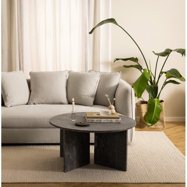 Šedý mramorový kulatý konferenční stolek ø 90 cm Vega – Actona-image-1