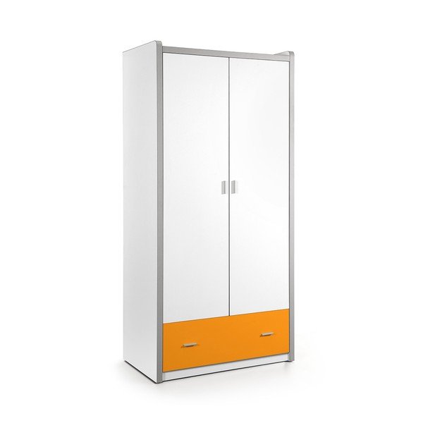 Bílo-oranžová šatní skříň Vipack Bonny, 202 x 96,5 cm