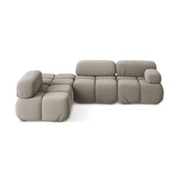 Béžová sametová modulární rohová pohovka (levý roh) Lokua – Makamii