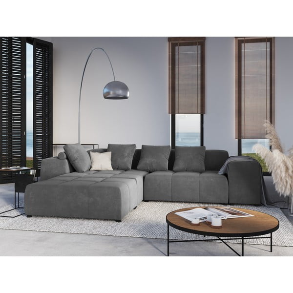 Šedá sametová opěrka k modulární pohovce Rome Velvet - Cosmopolitan Design-image-4