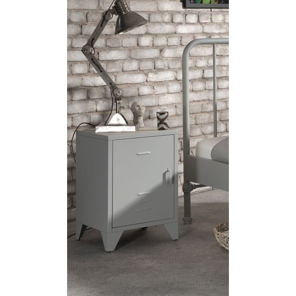 Šedý kovový noční stolek Bronxx - Vipack-image-1