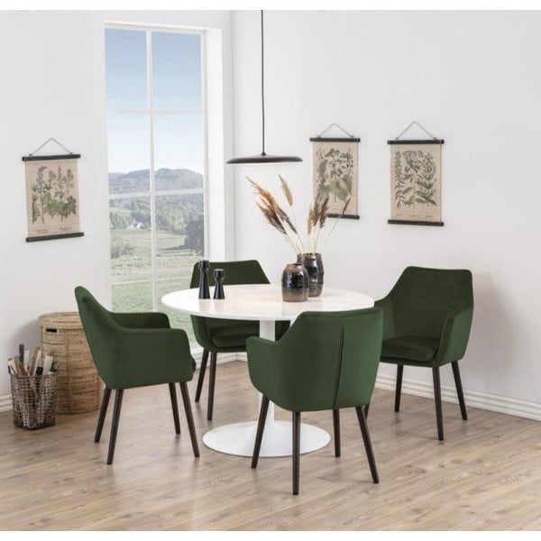 Zelené čalouněné jídelní křeslo s područkami Nora – Actona-image-1