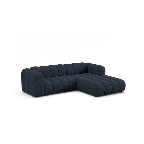 Tmavě modrá žinylková rohová pohovka (pravý roh/s lenoškou) Lupine – Micadoni -image-1