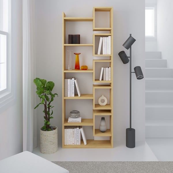 Knihovna v dekoru dubu v bílo-přírodní barvě 60x168,5 cm Eladi – Marckeric-image-4