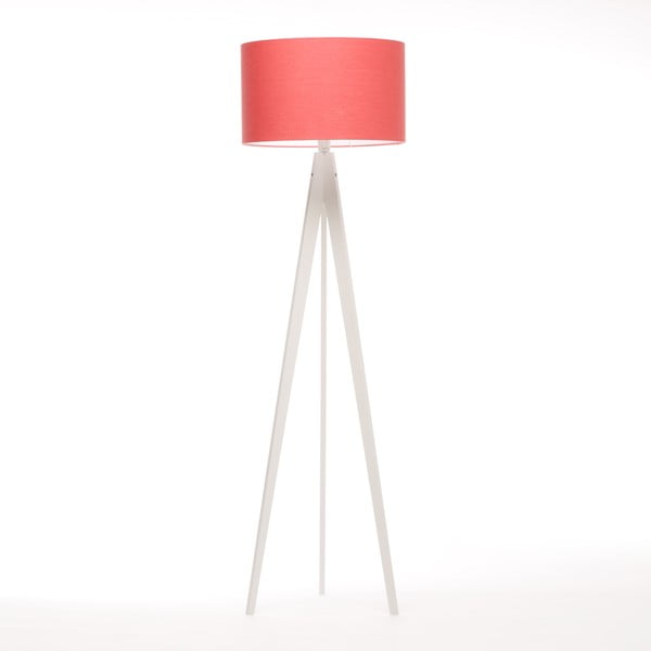 Stojací lampa Artist Coral Red Linnen/White Birch, 125x42 cm