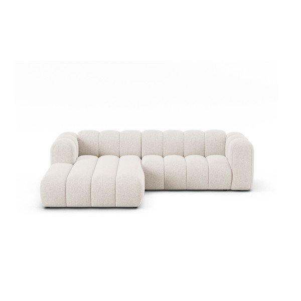 Krémová žinylková rohová pohovka (levý roh/s lenoškou) Lupine – Micadoni 