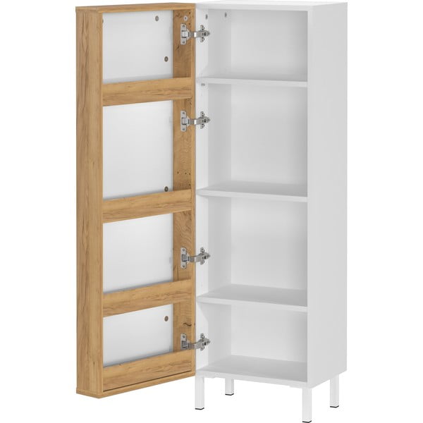 Bílá vysoká/úzká koupelnová skříňka 39x120 cm Topeka – Germania-image-3