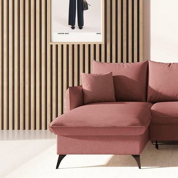 Růžová rozkládací/s úložným prostorem rohová pohovka (levý roh/s lenoškou) Brim – Rodier-image-4