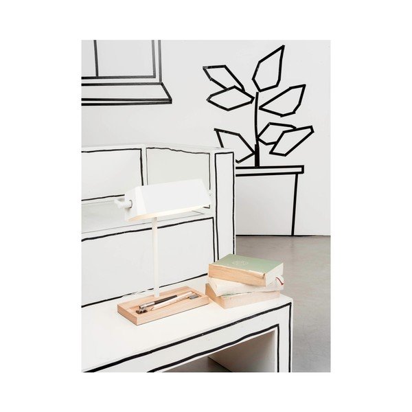 Stolní lampa s kovovým stínidlem v bílo-přírodní barvě (výška 40 cm) Cambridge – it's about RoMi-image-4