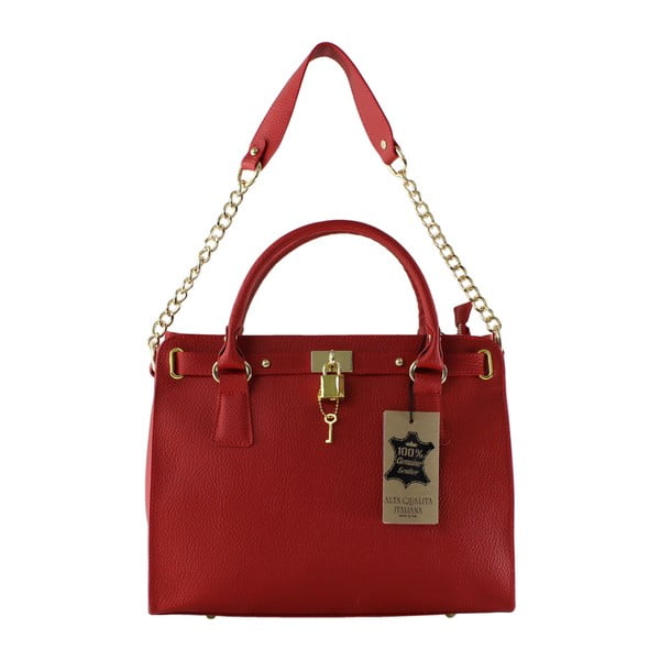 Červená kožená kabelka Chicca Borse Monica