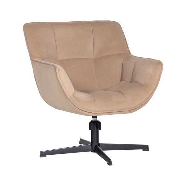 Béžové otočné sametové křeslo Wibo – WOOOD