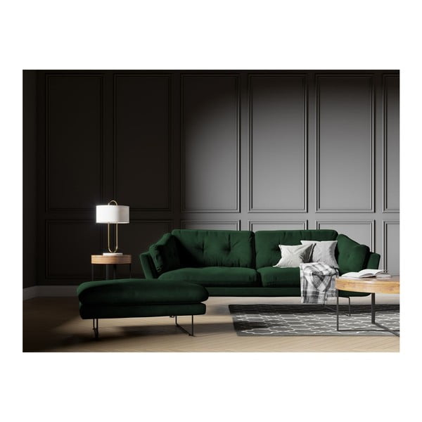 Lahvově zelený puf se sametovým potahem Windsor & Co Sofas Gravity-image-3