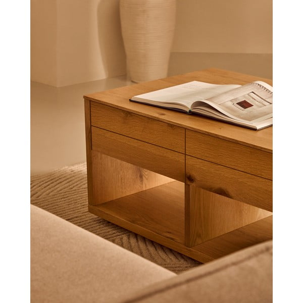 Konferenční stolek v dekoru dubu v přírodní barvě 60x140 cm Alguema – Kave Home-image-2