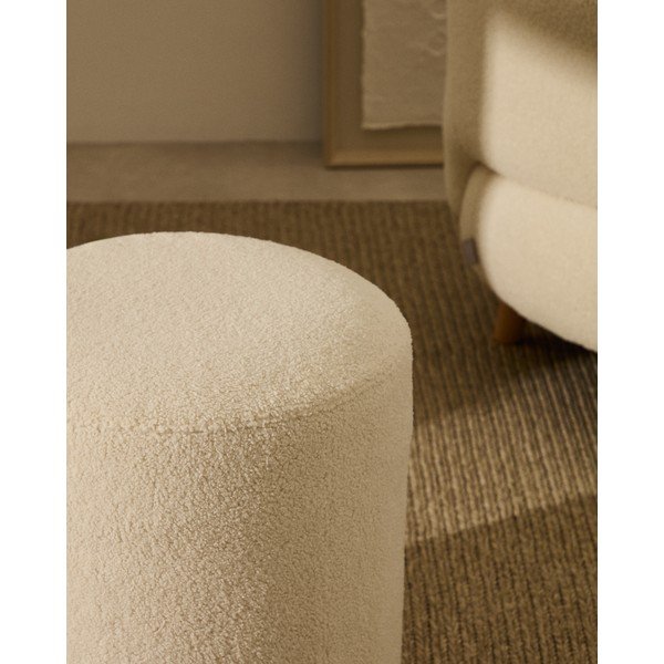 Krémový taburet z textilie bouclé Kaeli – Kave Home-image-2