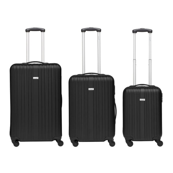 Sada 3 černých cestovních kufrů Packenger Travel