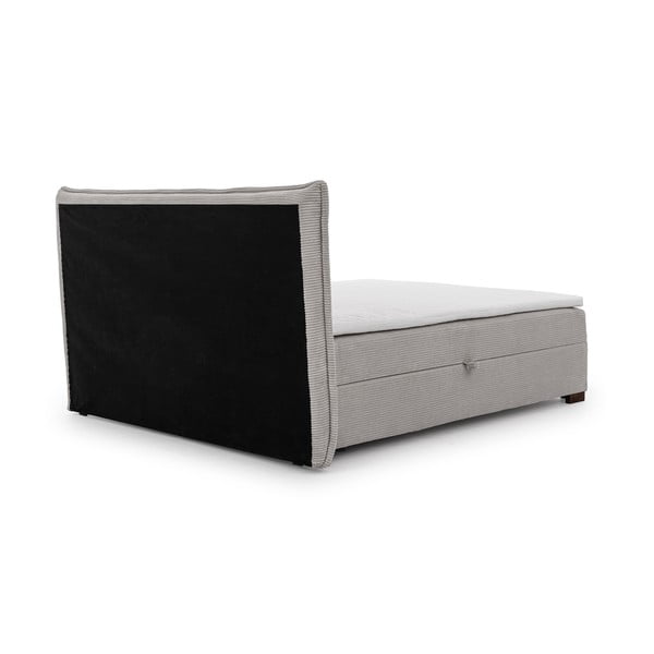 Světle šedá boxspring postel s úložným prostorem 140x200 cm Lysa – Ropez-image-3
