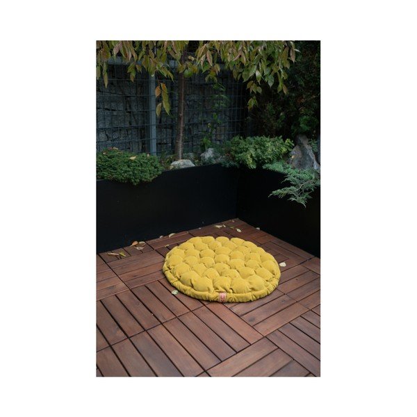 Tmavě hnědý sedací polštářek s masážními míčky Linda Vrňáková Bloom, Ø 65 cm-image-3